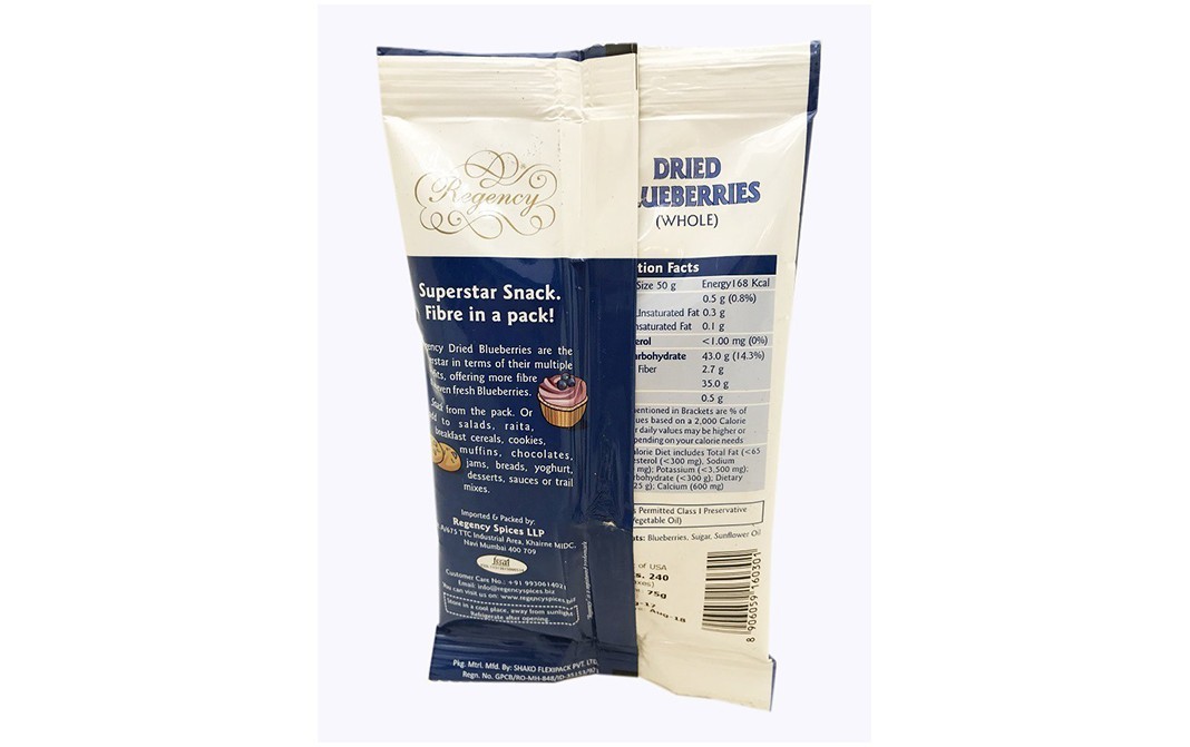 Regency Dried Blueberries    Pack  75 grams